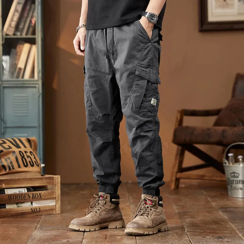 2024 New Cargo Pants For Men Loose Casual Jogging Male Outdoor Sweatpants Overalls Trousers Elastic Waist Multi