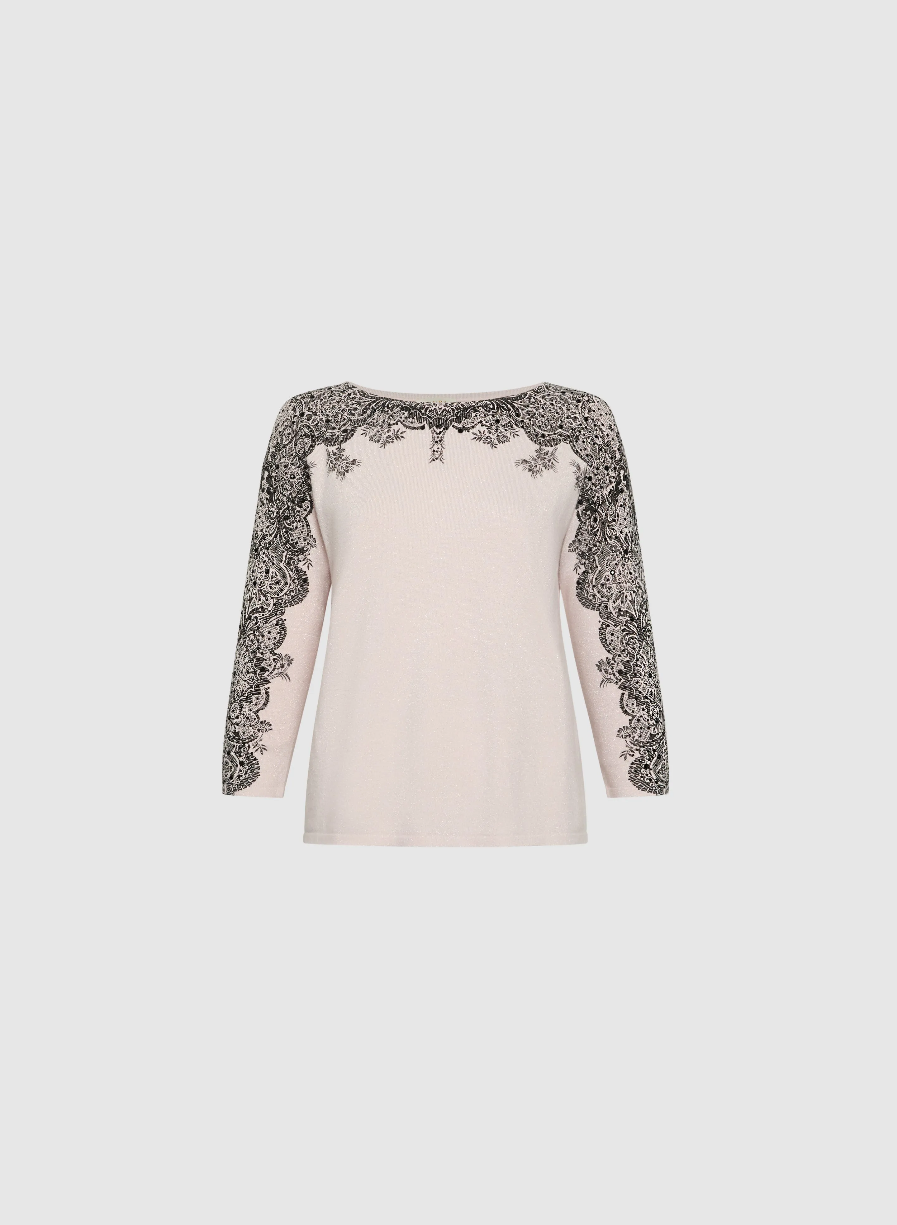 Abstract Print Rhinestone Detail Sweater