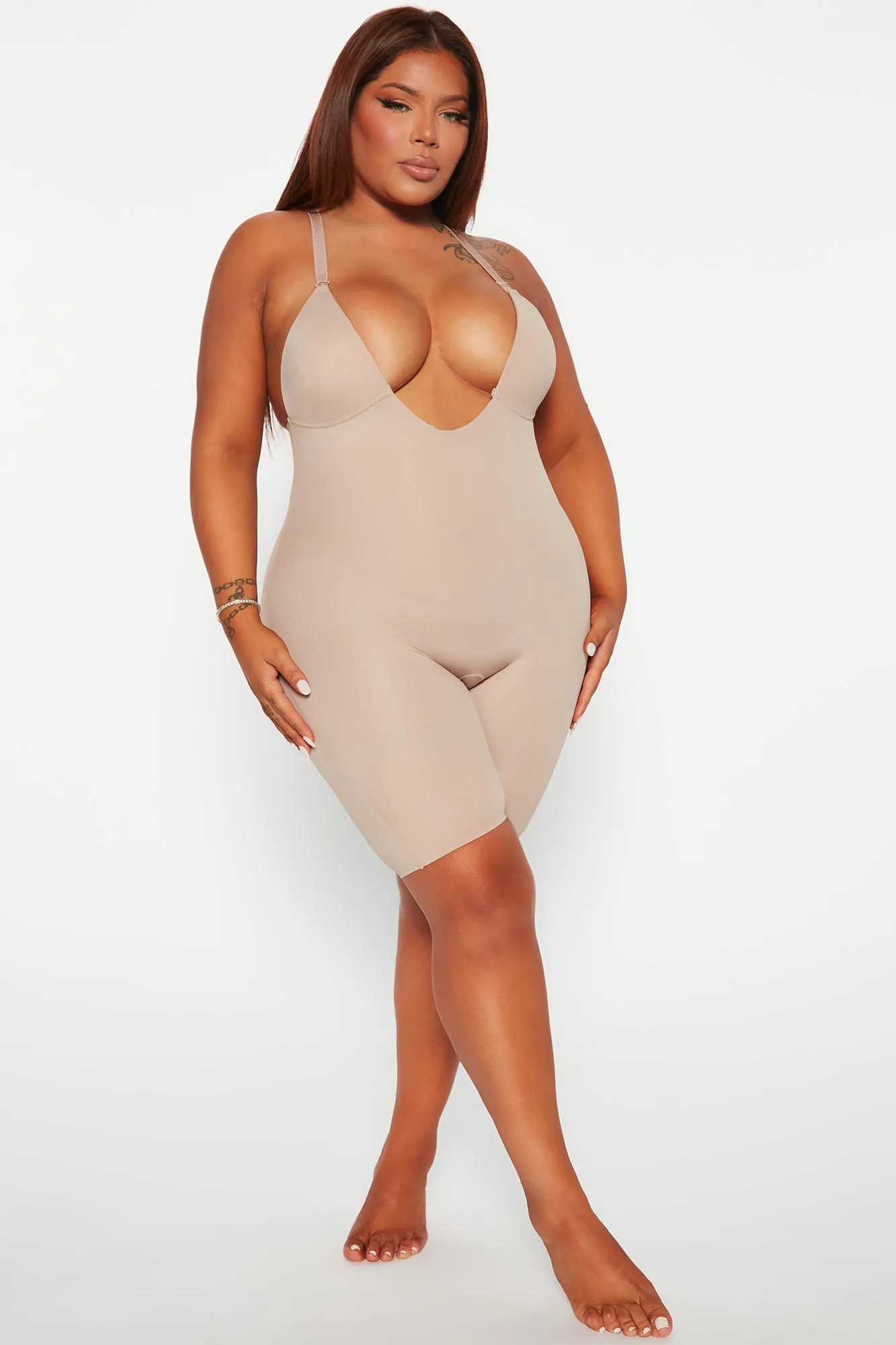 Angel Shape Sculpting Plunge Shapewear Romper - Nude