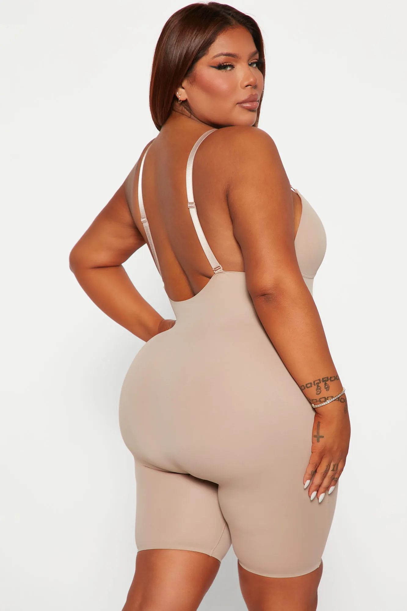 Angel Shape Sculpting Plunge Shapewear Romper - Nude