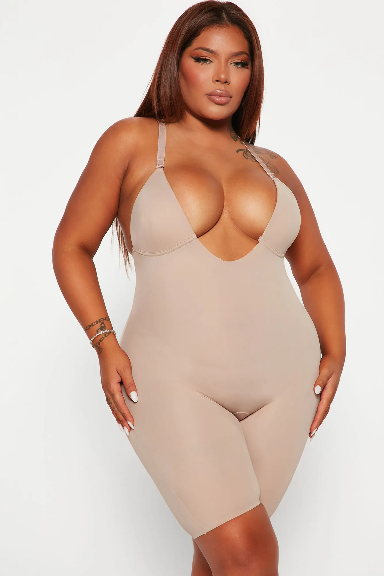 Angel Shape Sculpting Plunge Shapewear Romper - Nude