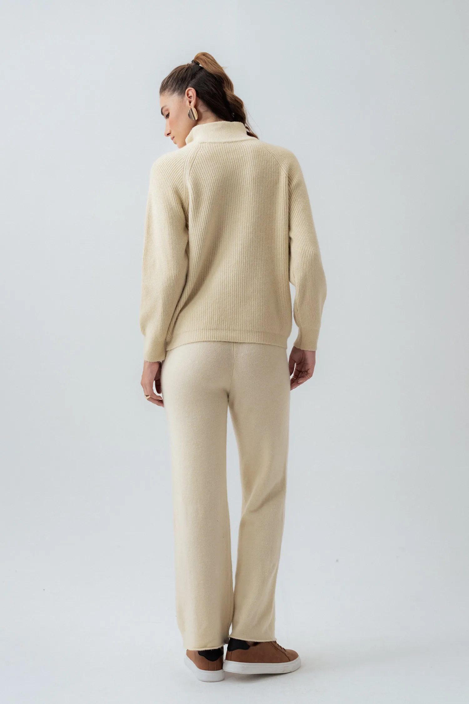 Beige Straight Fit Trousers
