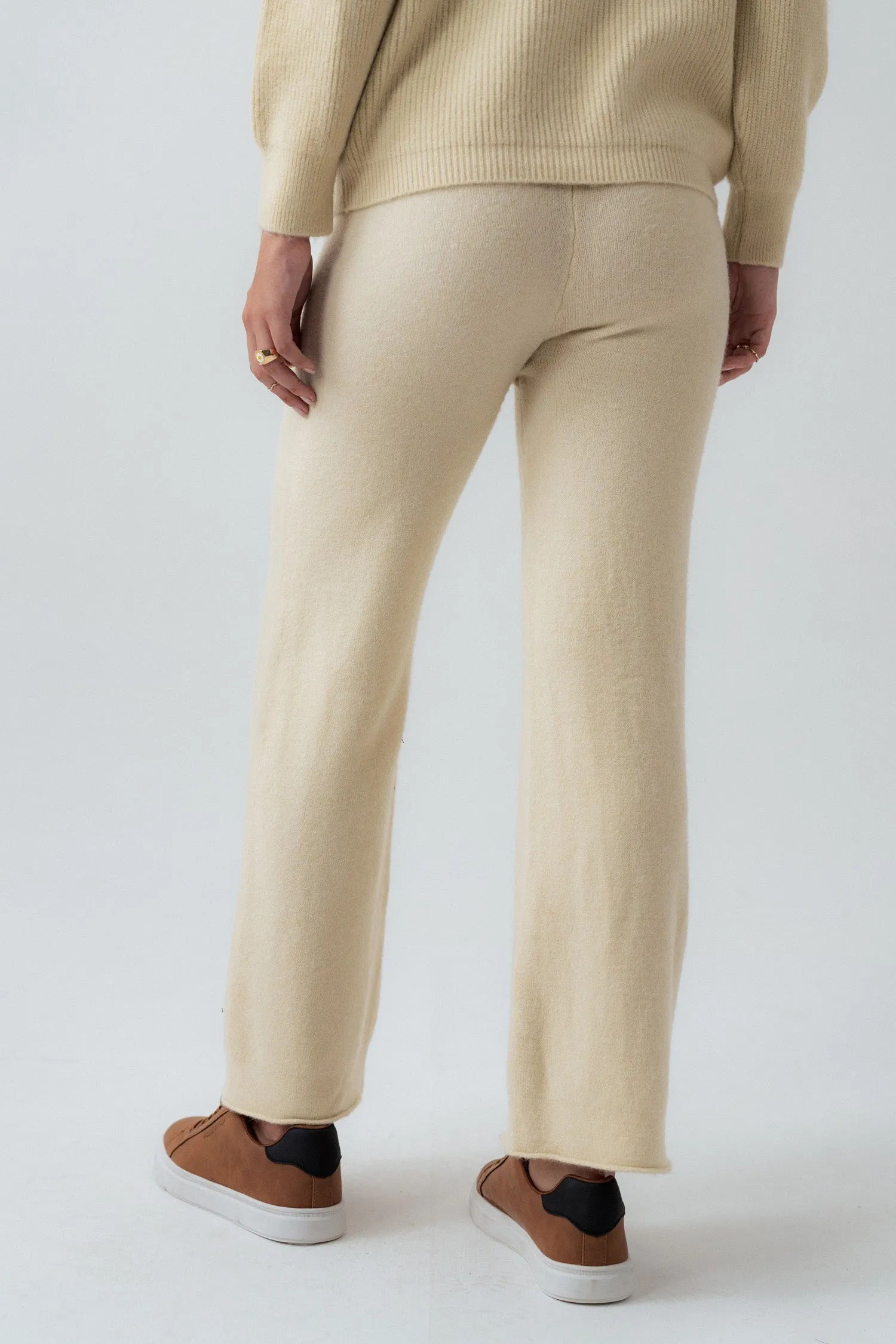 Beige Straight Fit Trousers