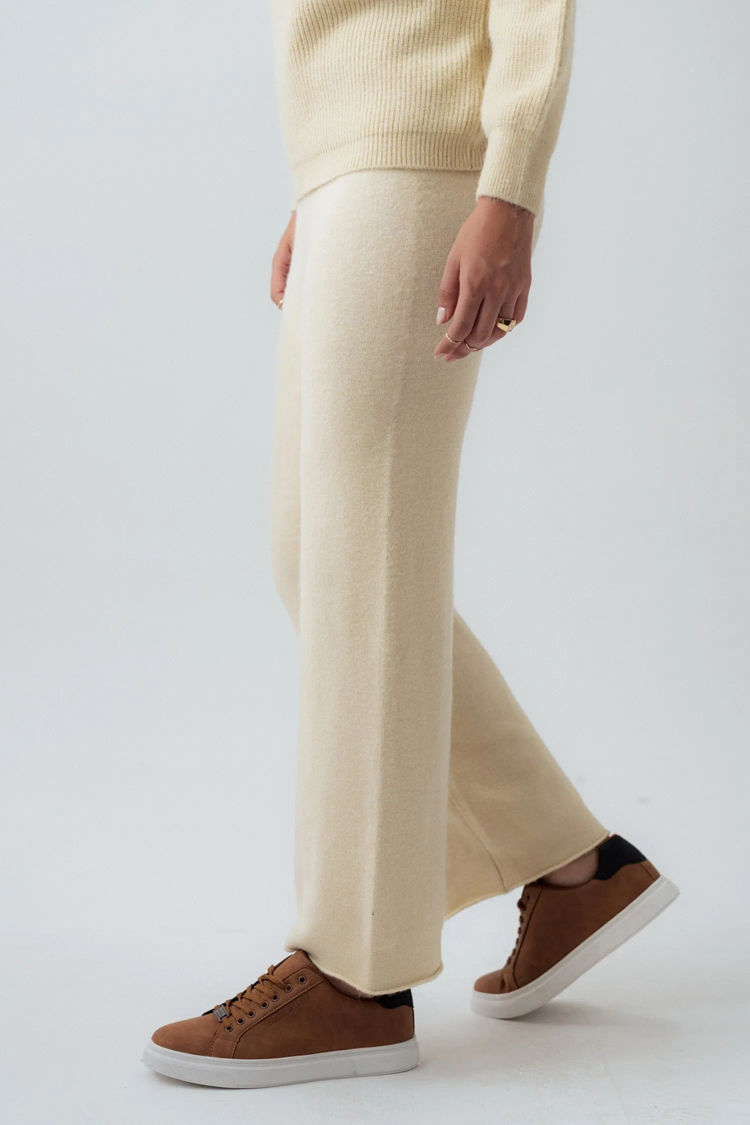 Beige Straight Fit Trousers