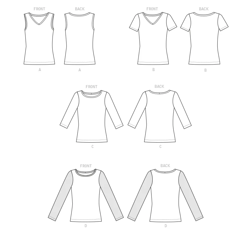 Butterick 6848 Misses' T-Shirts and Tank Top Pattern