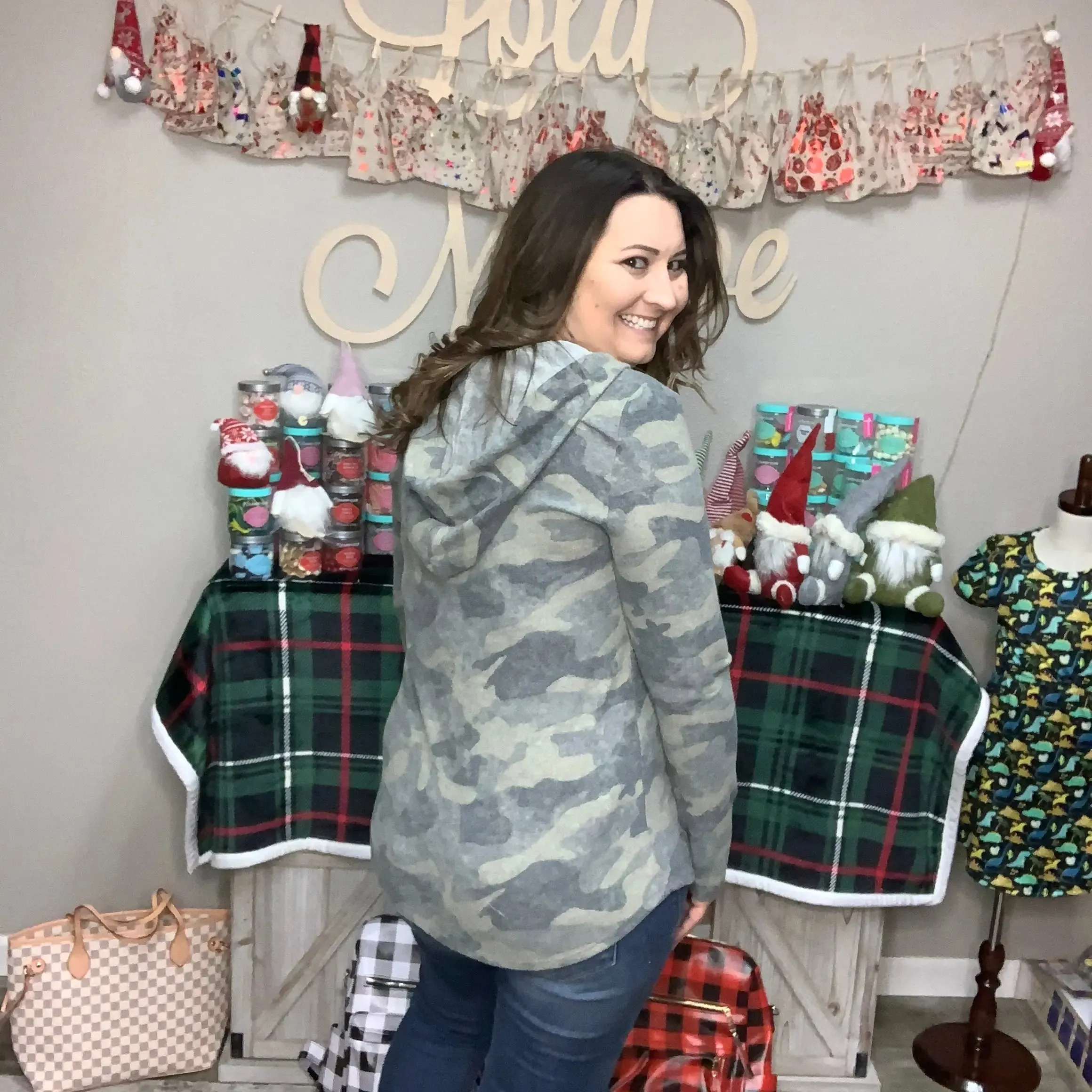 Camo Lace Up Hacci Hoodie