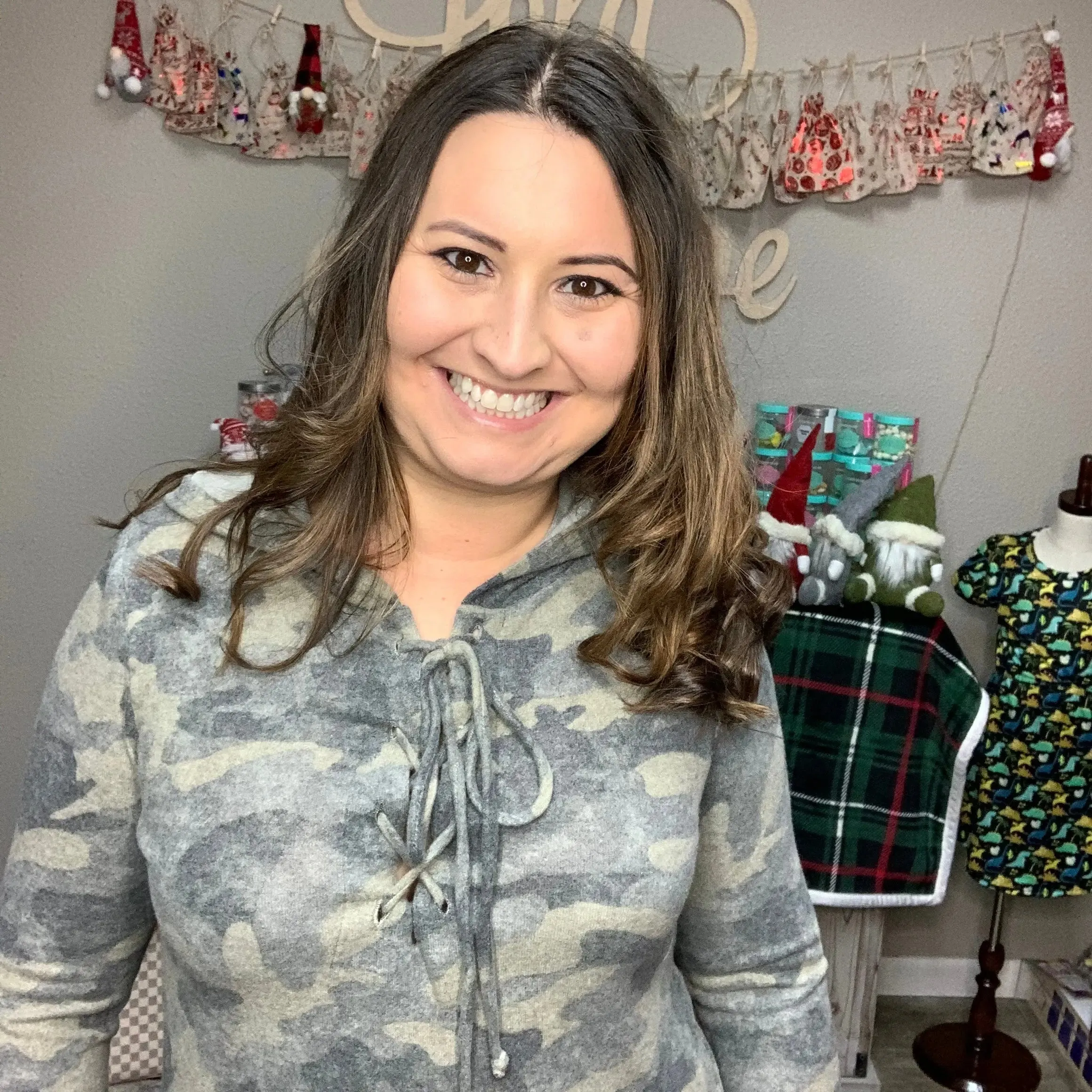 Camo Lace Up Hacci Hoodie