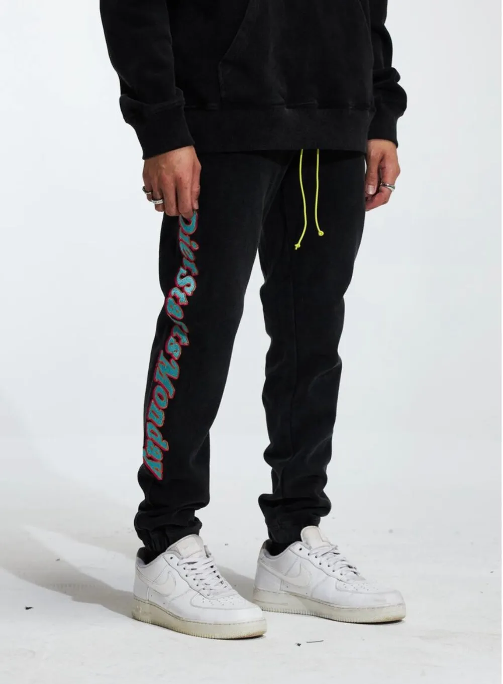 DIET STARTS MONDAY - SPELL OUT SWEATPANTS - BLACK
