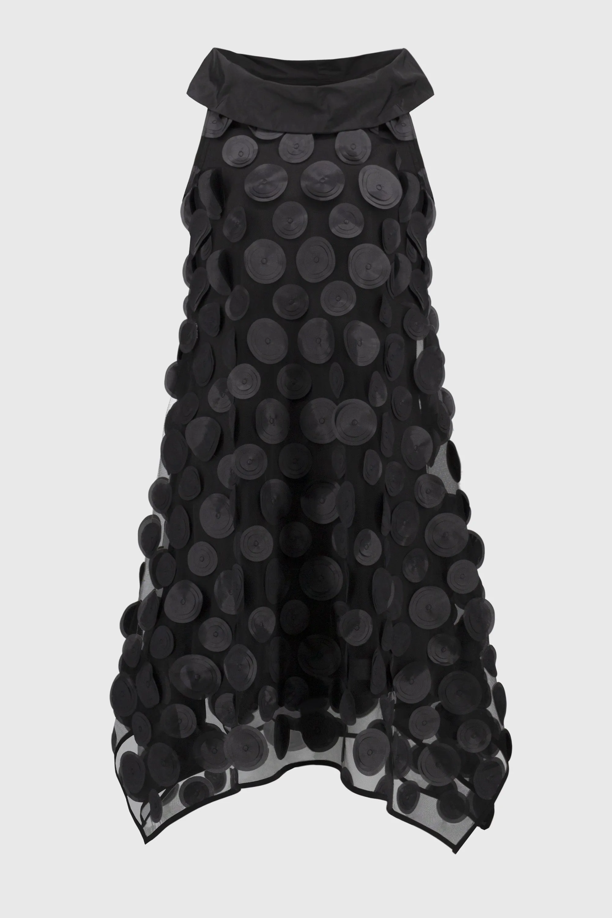 Dot Applique Sleeveless Trapeze Dress, Black