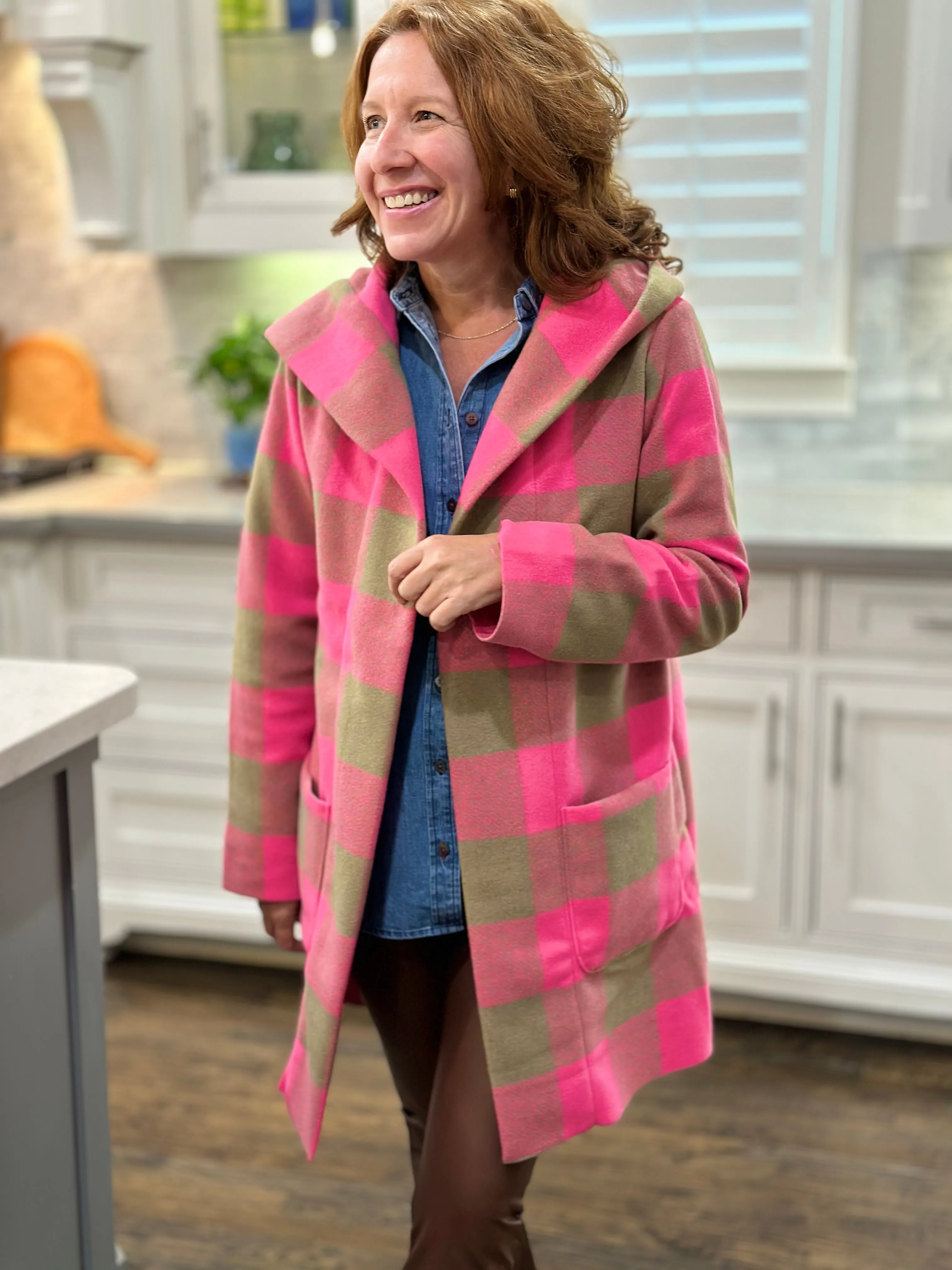 Dylan Carey Check Hood Coat