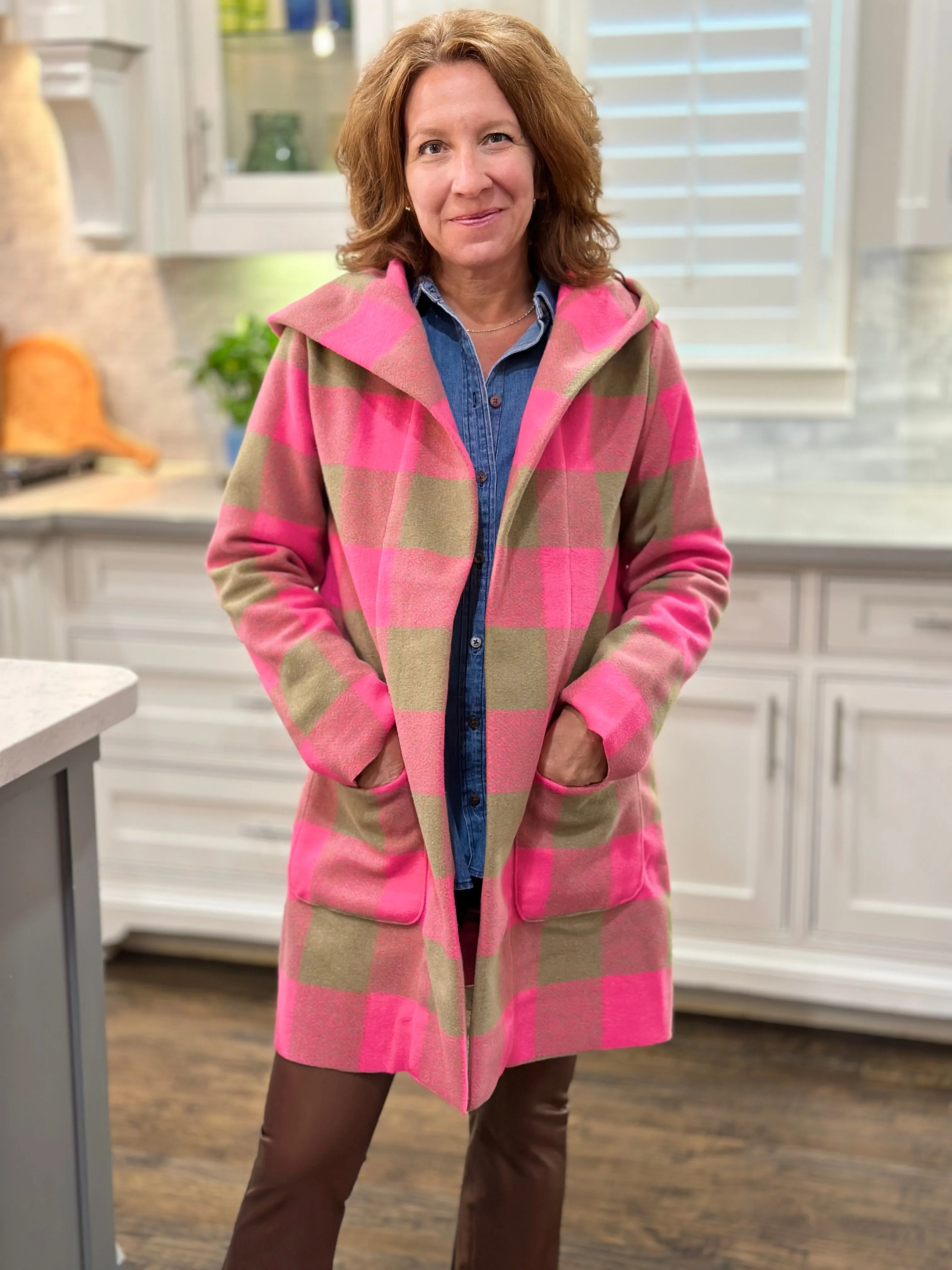 Dylan Carey Check Hood Coat