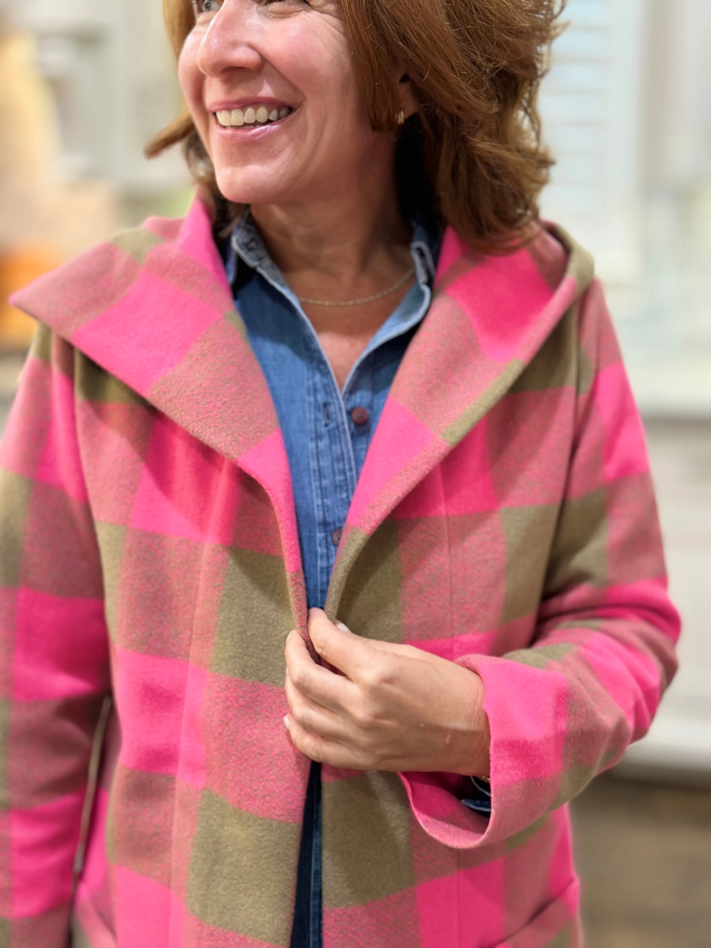 Dylan Carey Check Hood Coat