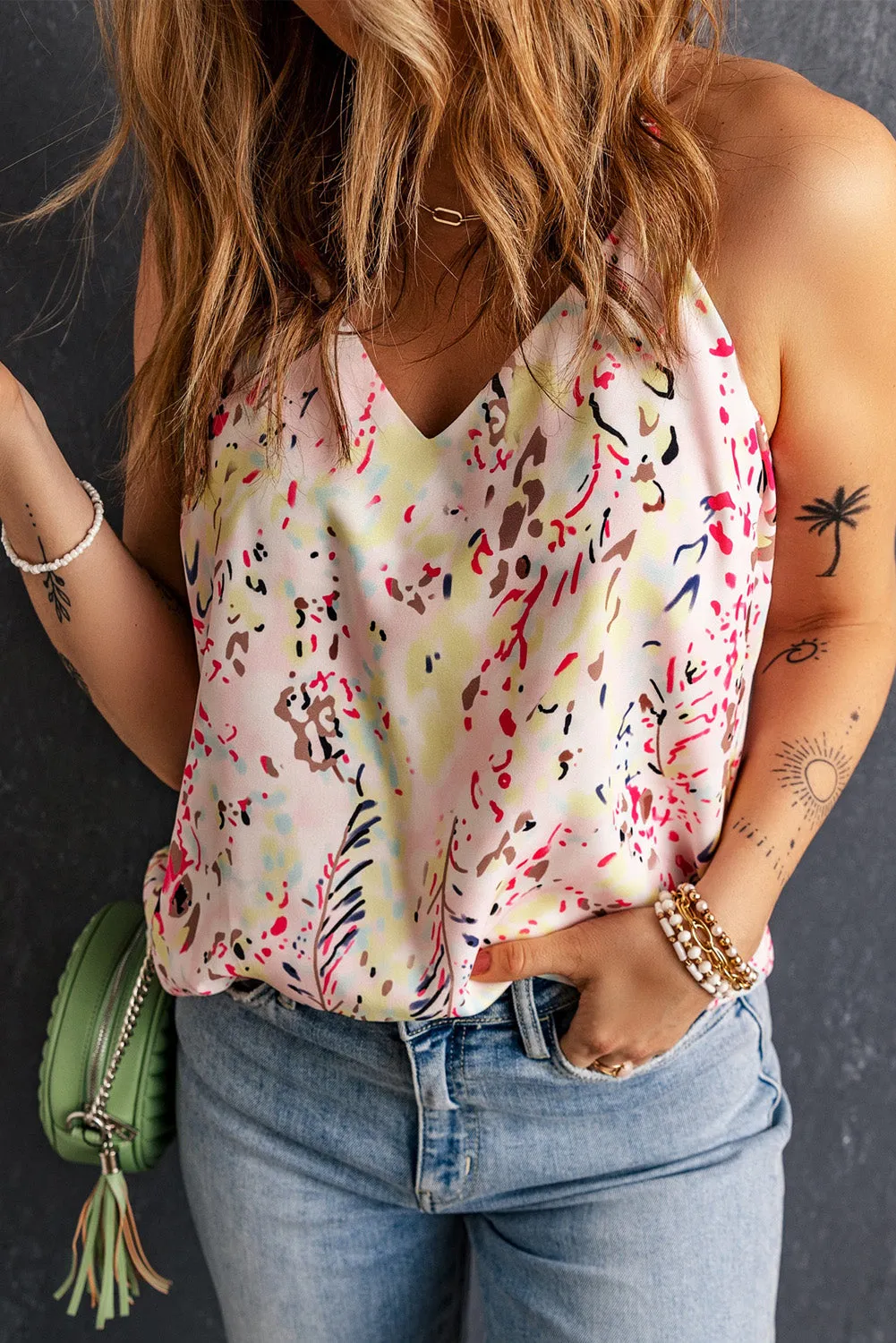 Floral Spaghetti Straps Tank Top