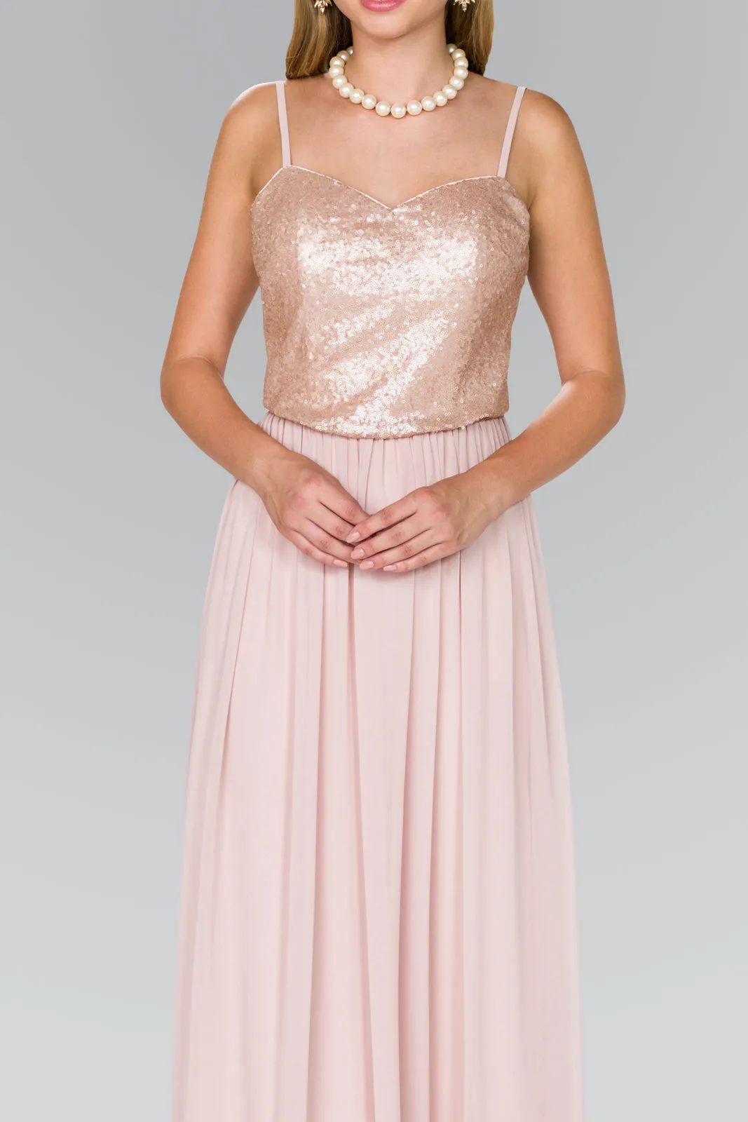 Full Sequin Top Chiffon Long Prom Dress GLGL2416