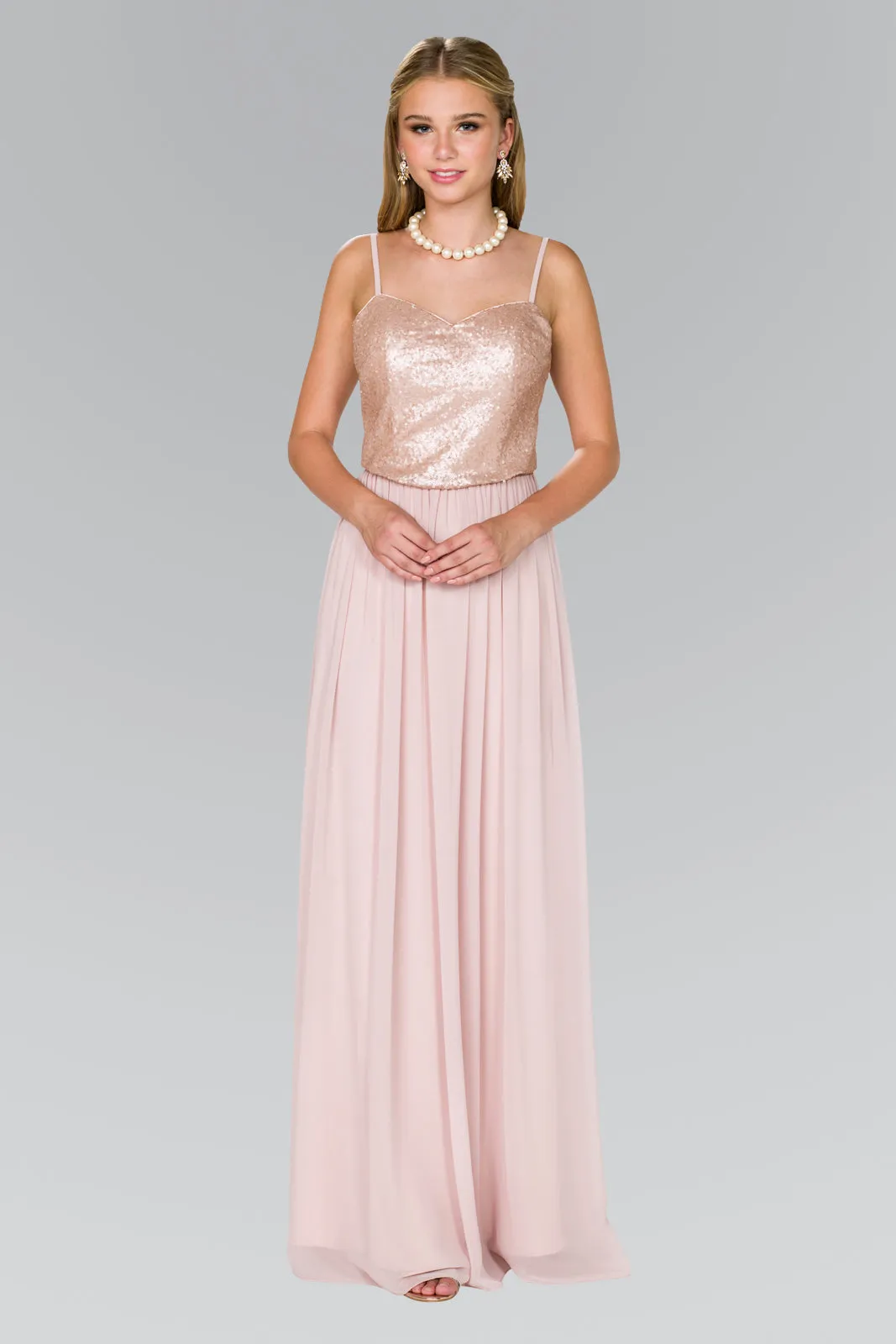 Full Sequin Top Chiffon Long Prom Dress GLGL2416