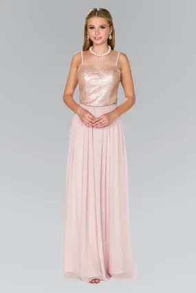 Full Sequin Top Chiffon Long Prom Dress GLGL2416