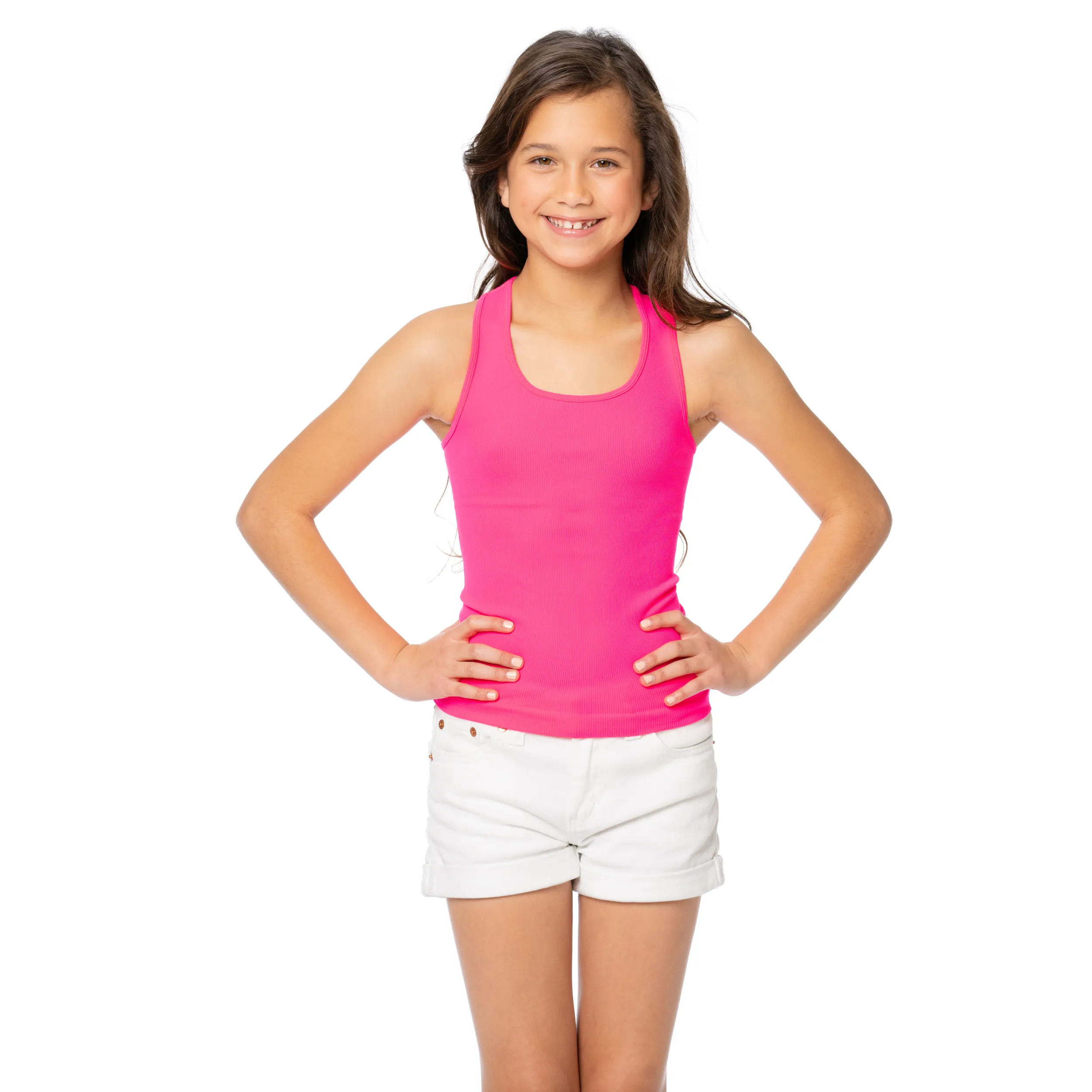 Girl's (10-14) Solid Racer Back Tank Top