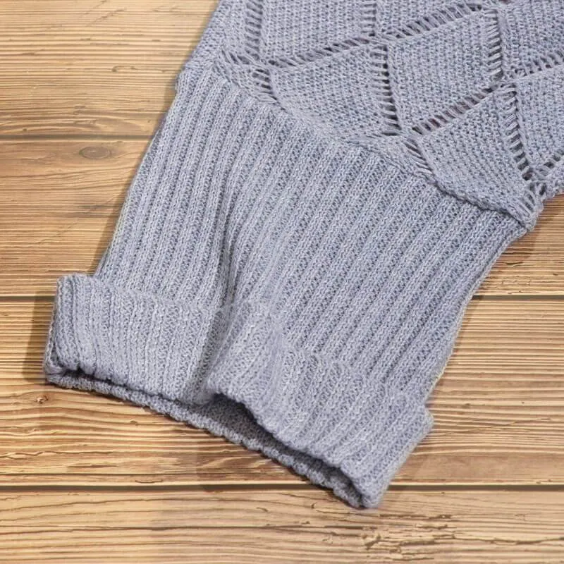 Hollow Out Knit Pure Color Cardigan Sweater