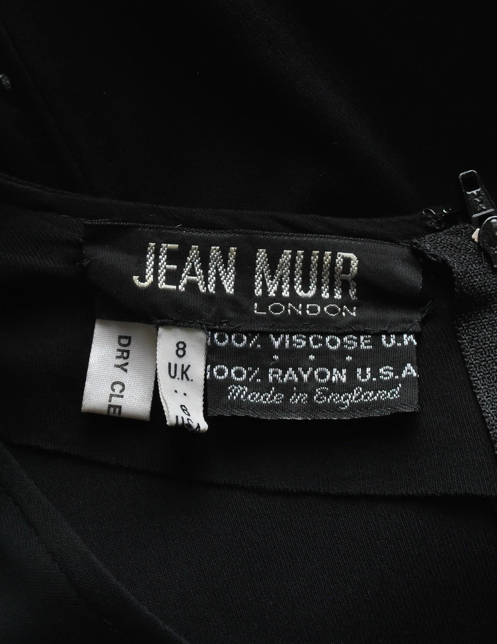 Jean Muir Vintage Black Shoulder Drape Panel Jersey Dress