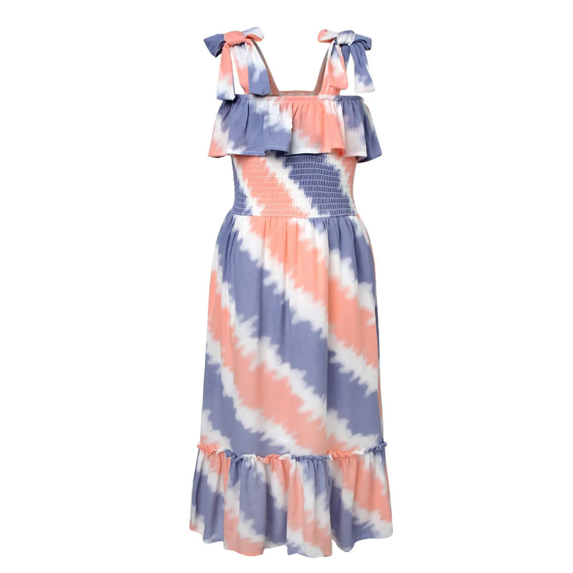 Jessica Simpson Girls Youth Ruched Bodice Ruffle Trim Dress