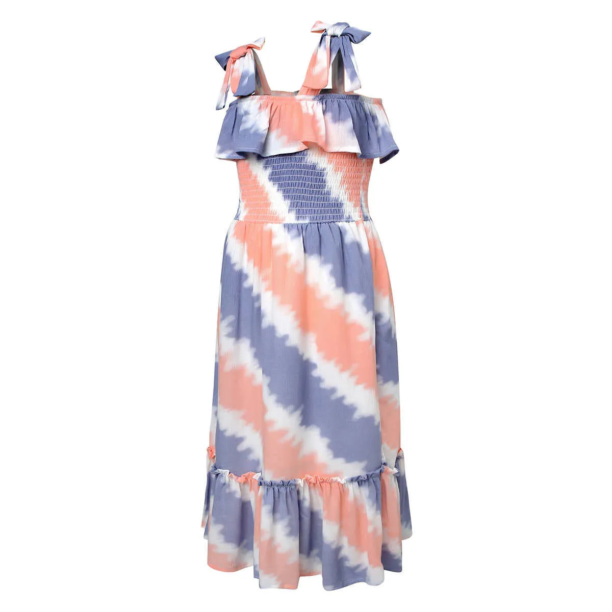 Jessica Simpson Girls Youth Ruched Bodice Ruffle Trim Dress