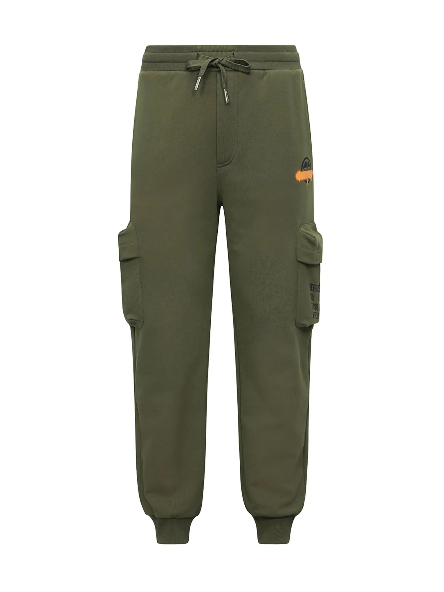 Kamon and Slogan Print Loose Fit Sweatpants