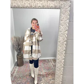 Khaki/White Plaid Shacket