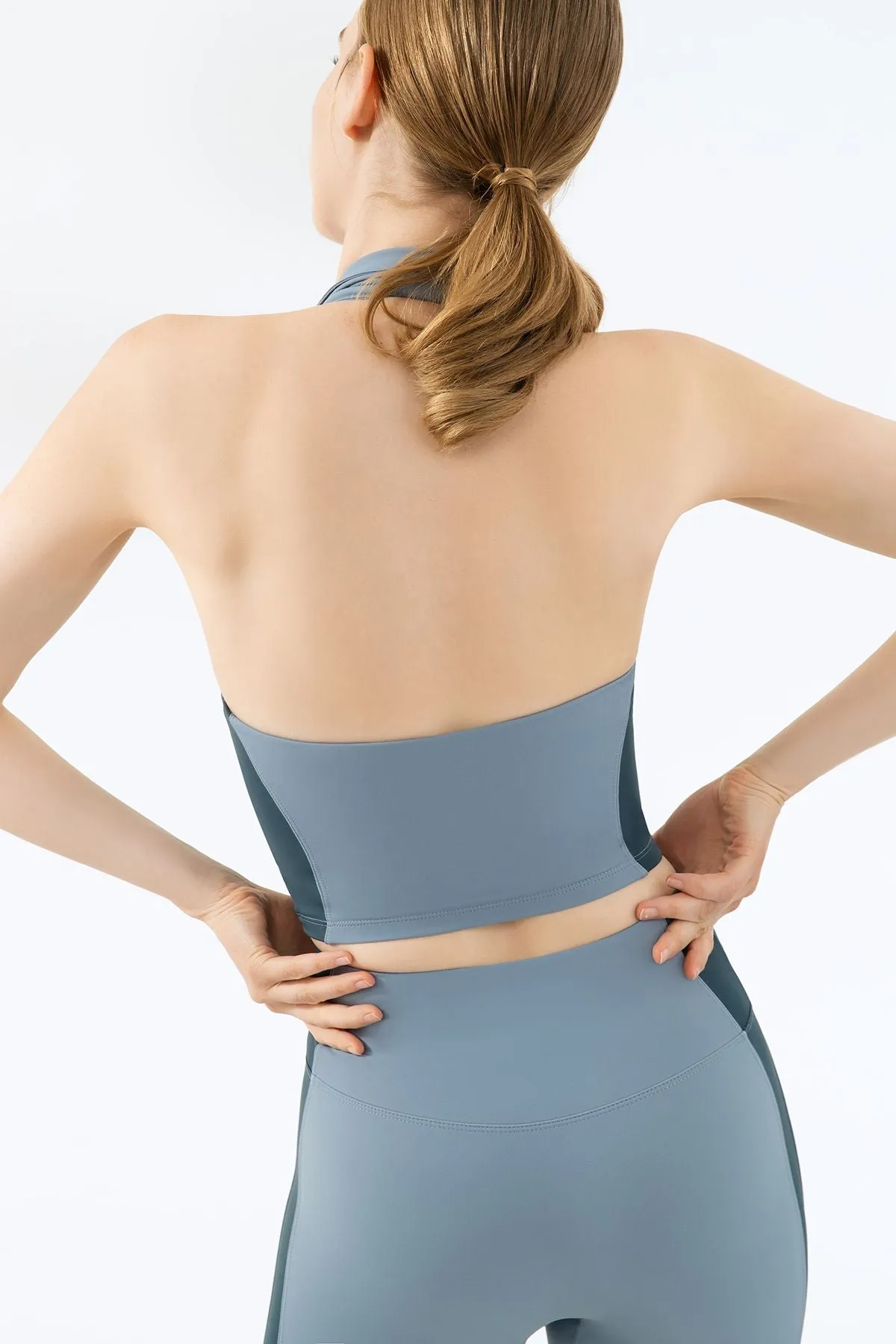 Lapel Halter Neck Open Back Tank Top