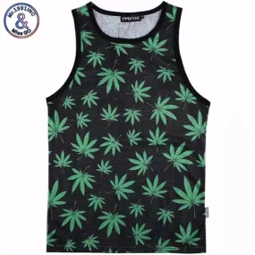 Marijuana Cannabis Leaf 3d Mens Tank Top