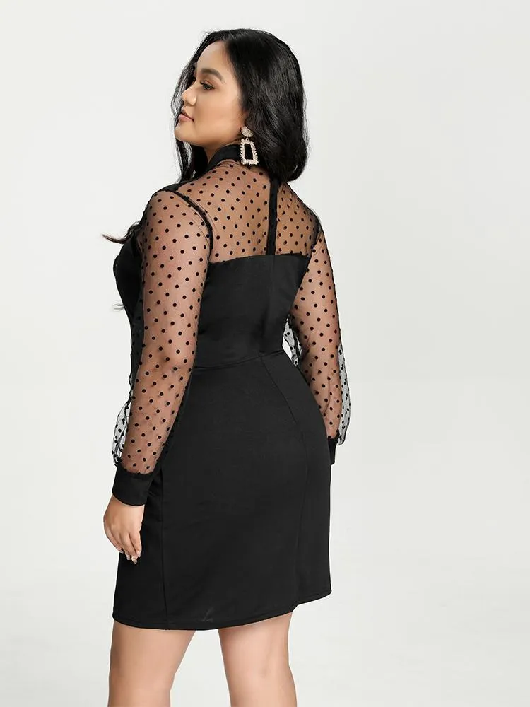 Mesh Dot Patchwork Dress zanus