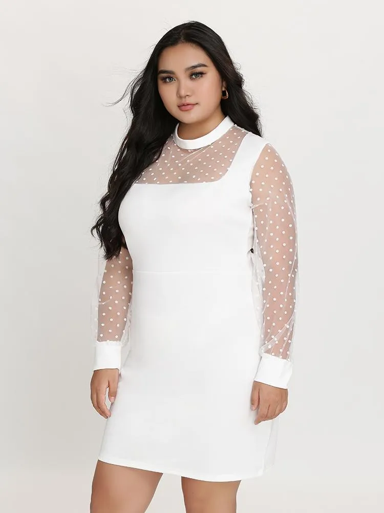 Mesh Dot Patchwork Dress zanus