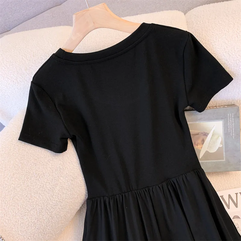 Mom and Daughter Solid Black A-line Dress