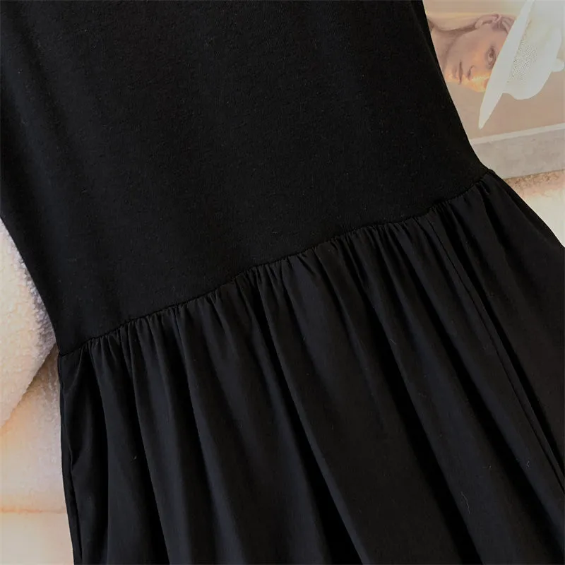 Mom and Daughter Solid Black A-line Dress