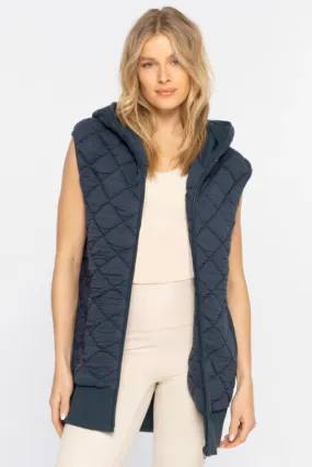 Mono B Quilted Hooded Zip Vests - 3 Colors!