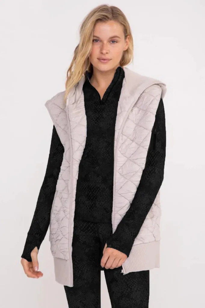 Mono B Quilted Hooded Zip Vests - 3 Colors!