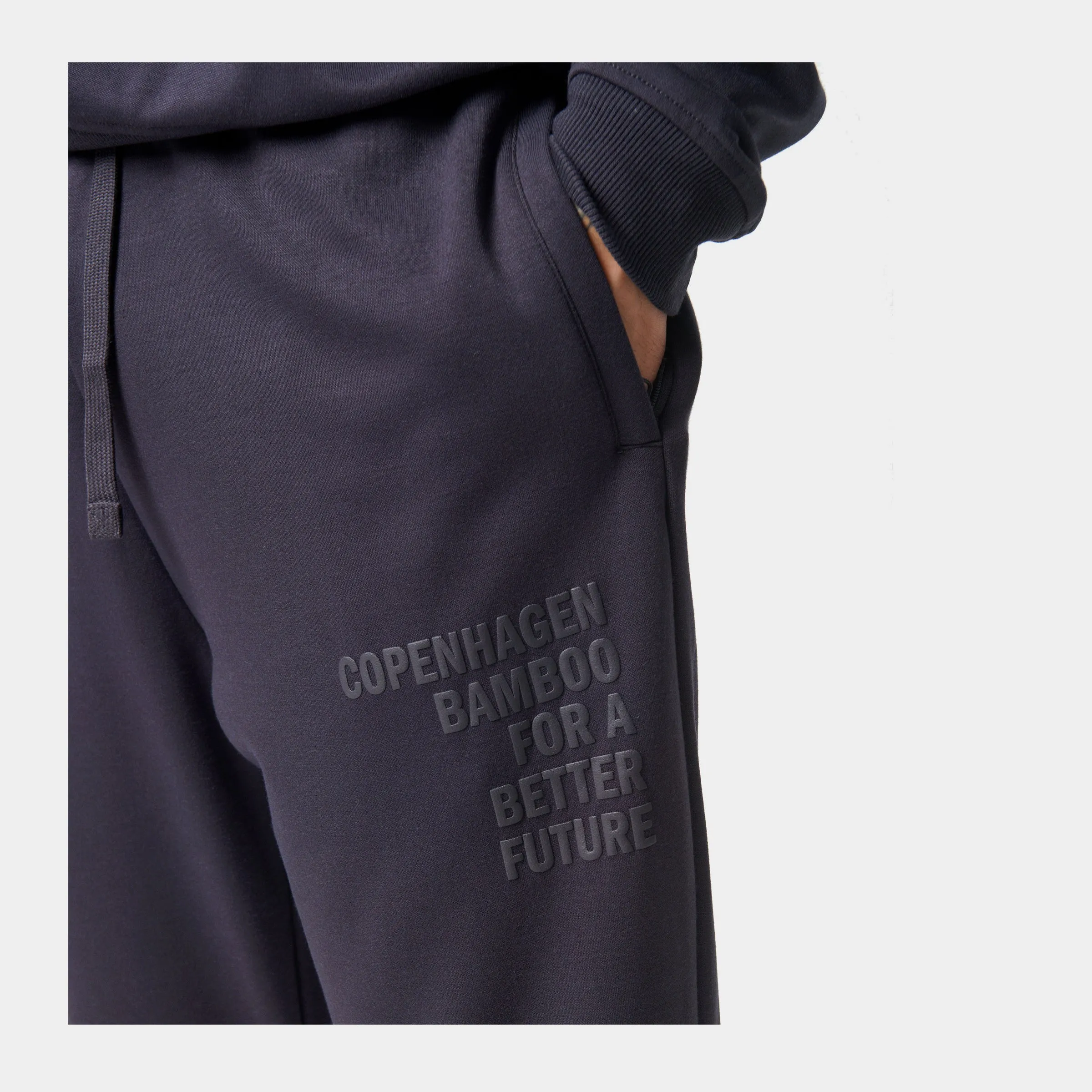 Mørkegråt bambus hoodie joggingsæt med logo