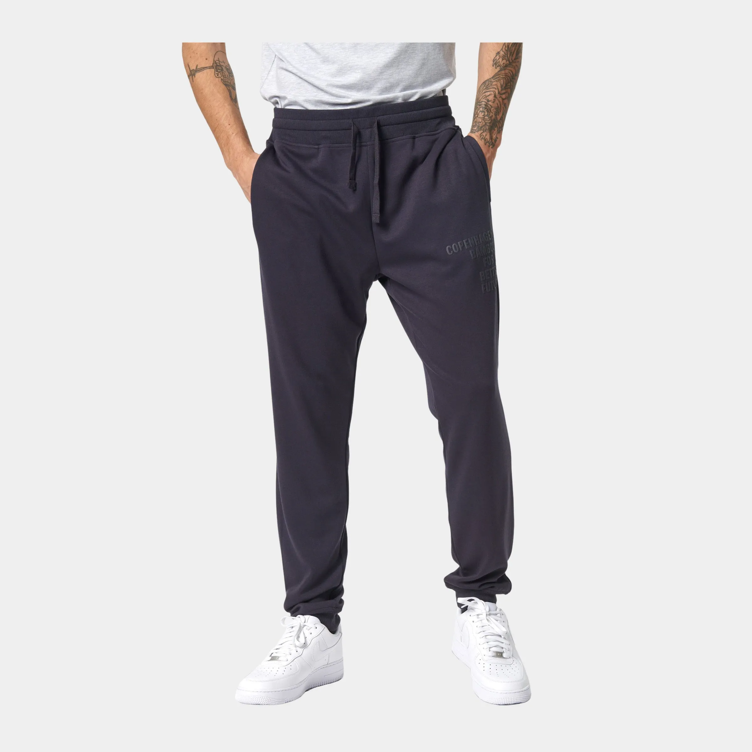 Mørkegråt bambus hoodie joggingsæt med logo