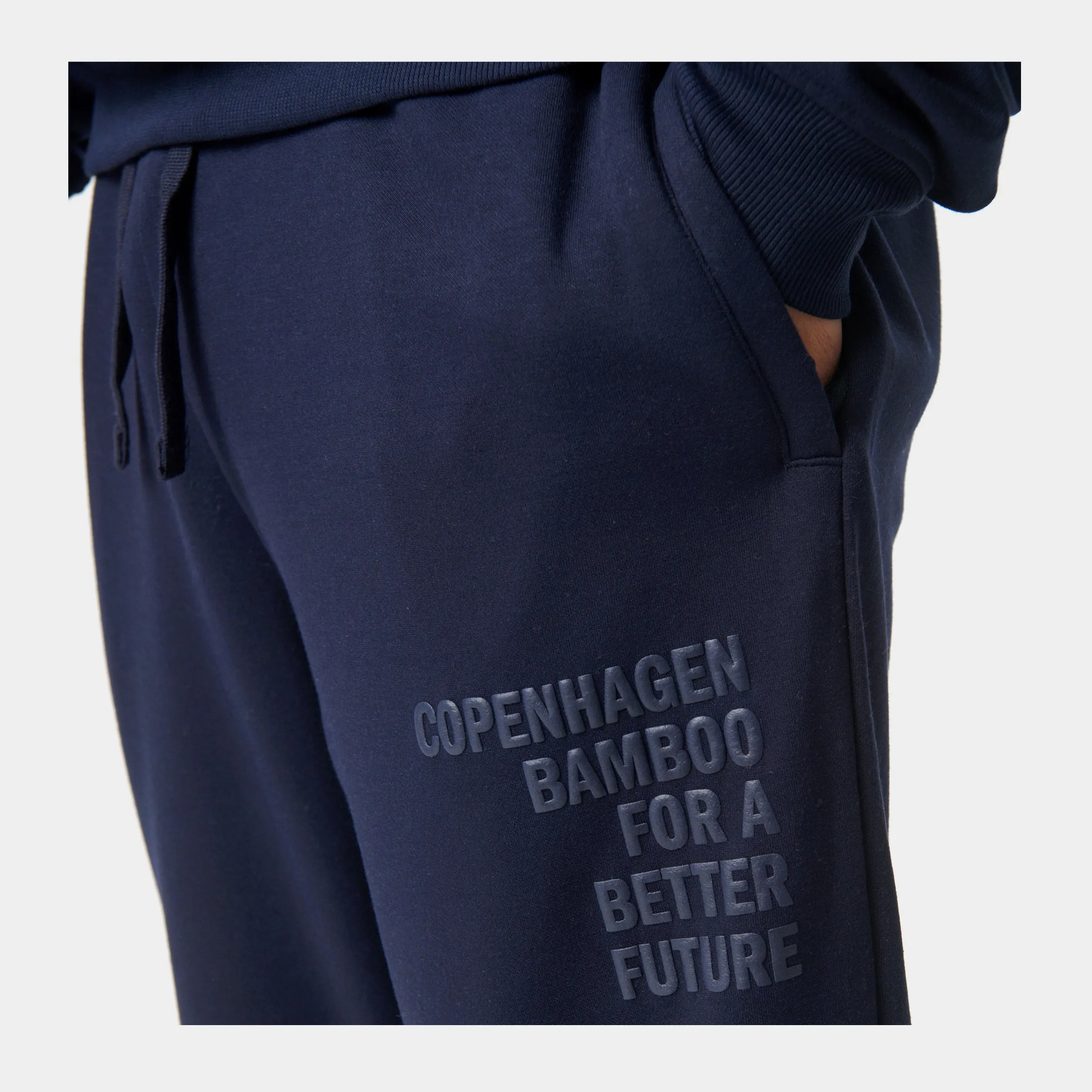 Navy bambus hoodie joggingsæt med logo