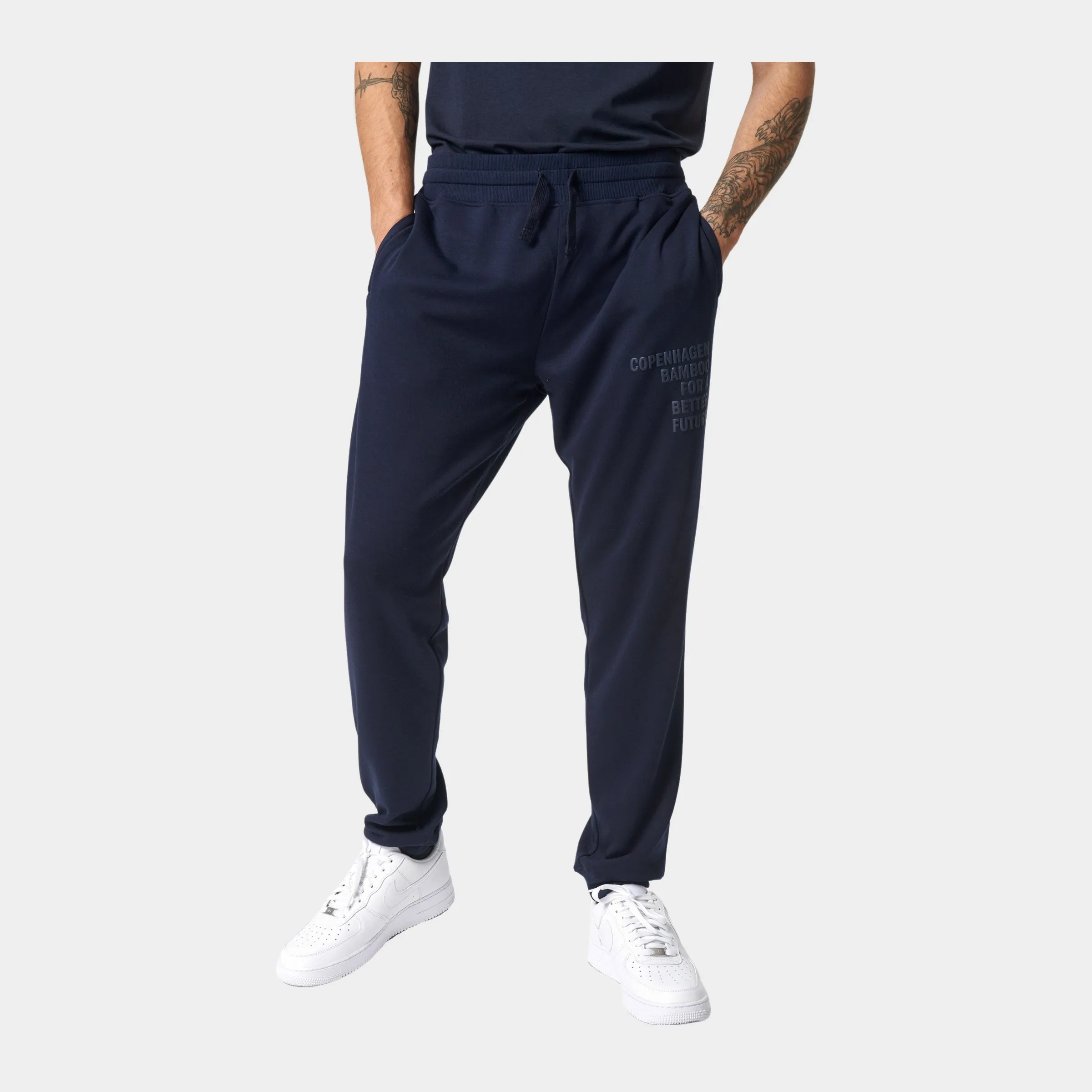 Navy bambus hoodie joggingsæt med logo