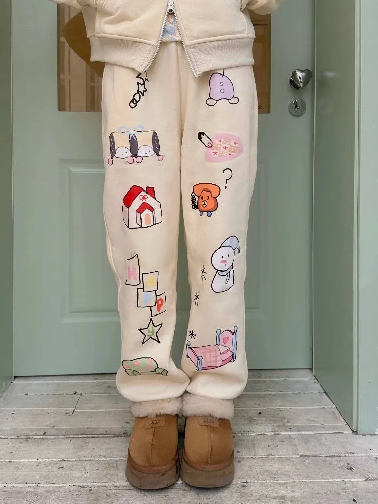 Original print loose sports sweatpants【s0000005353】