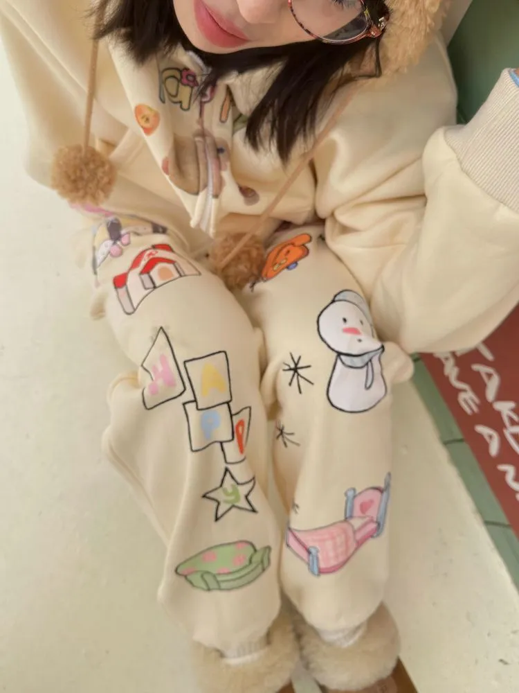 Original print loose sports sweatpants【s0000005353】