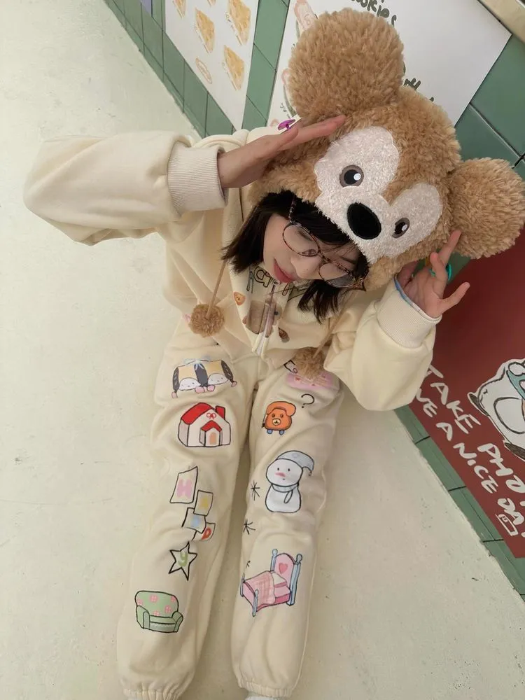Original print loose sports sweatpants【s0000005353】
