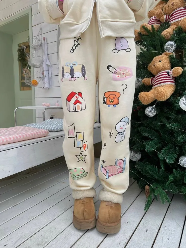 Original print loose sports sweatpants【s0000005353】