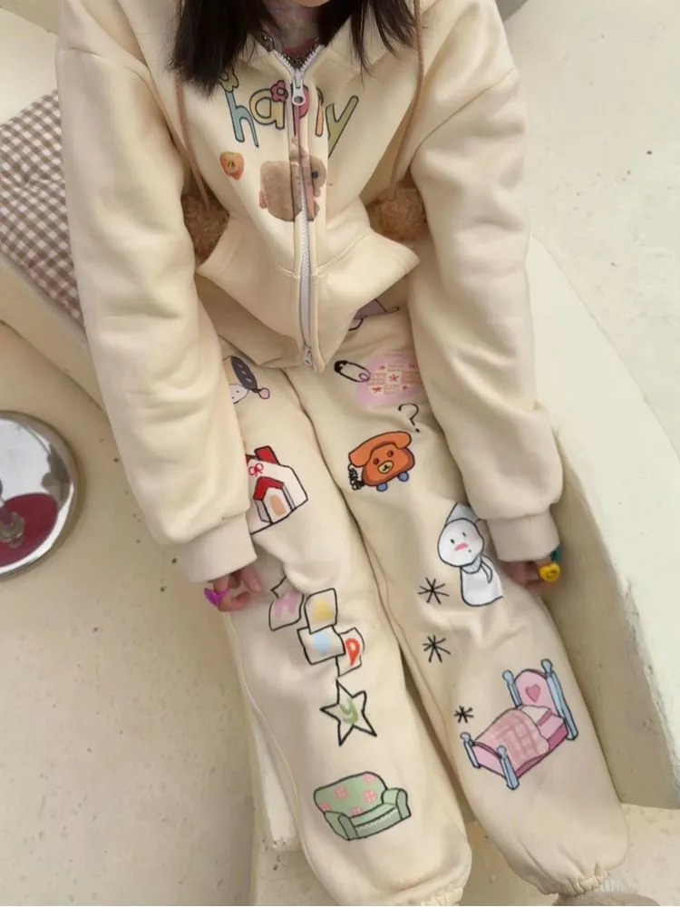 Original print loose sports sweatpants【s0000005353】