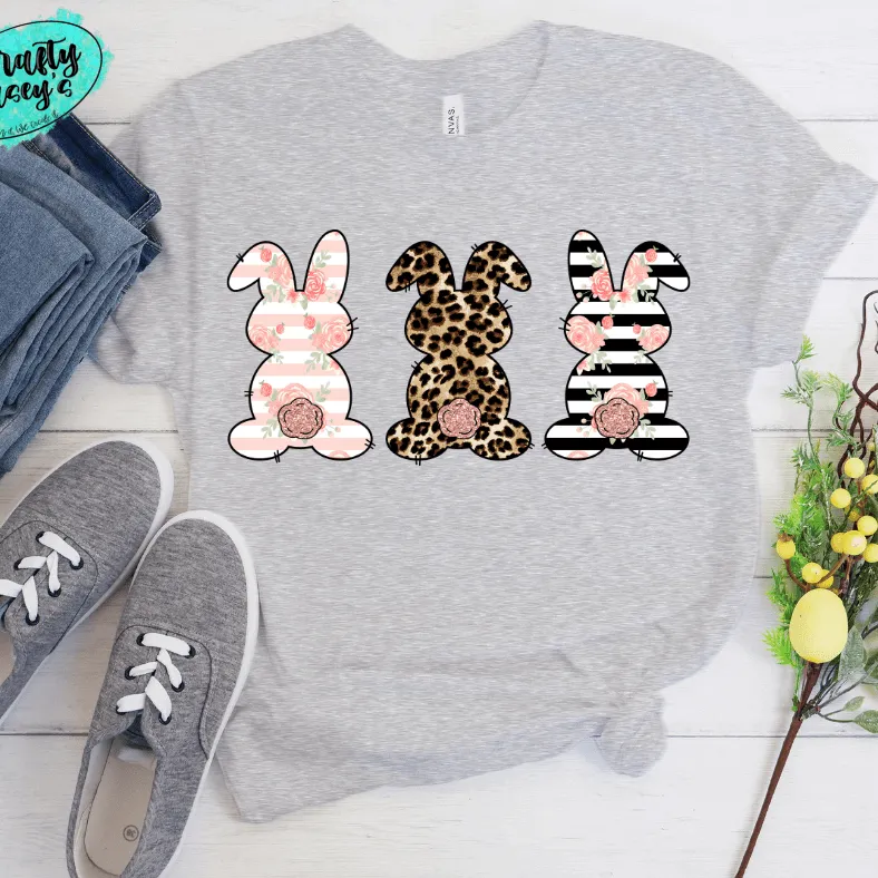 Pastel Bunny Trio-Easter -  T-shirt.