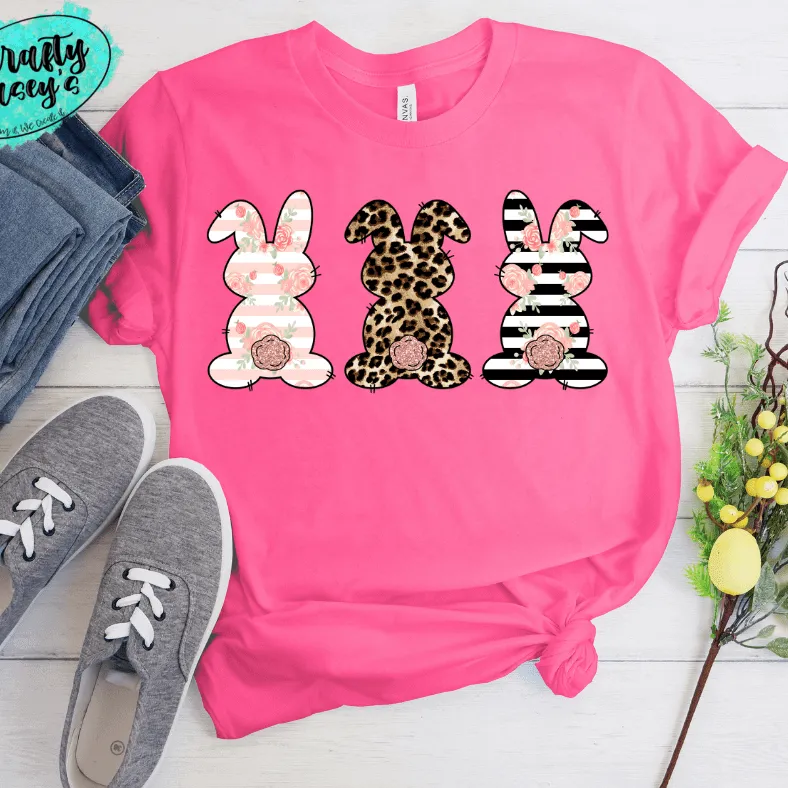 Pastel Bunny Trio-Easter -  T-shirt.