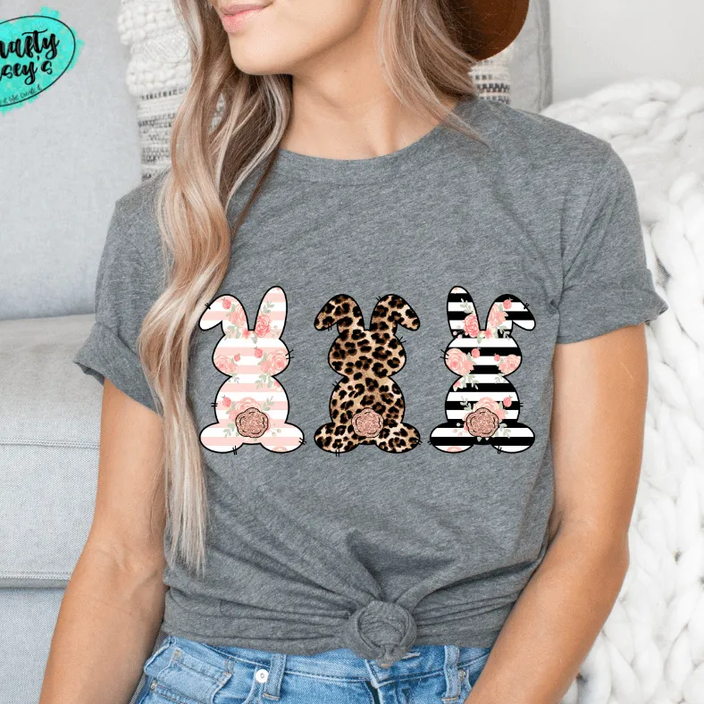 Pastel Bunny Trio-Easter -  T-shirt.