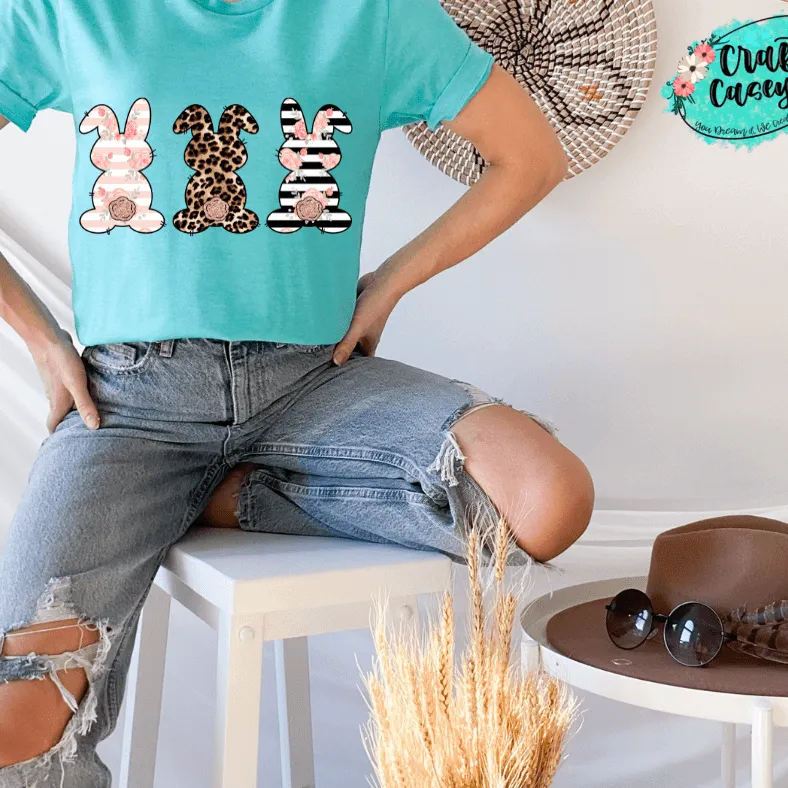 Pastel Bunny Trio-Easter -  T-shirt.