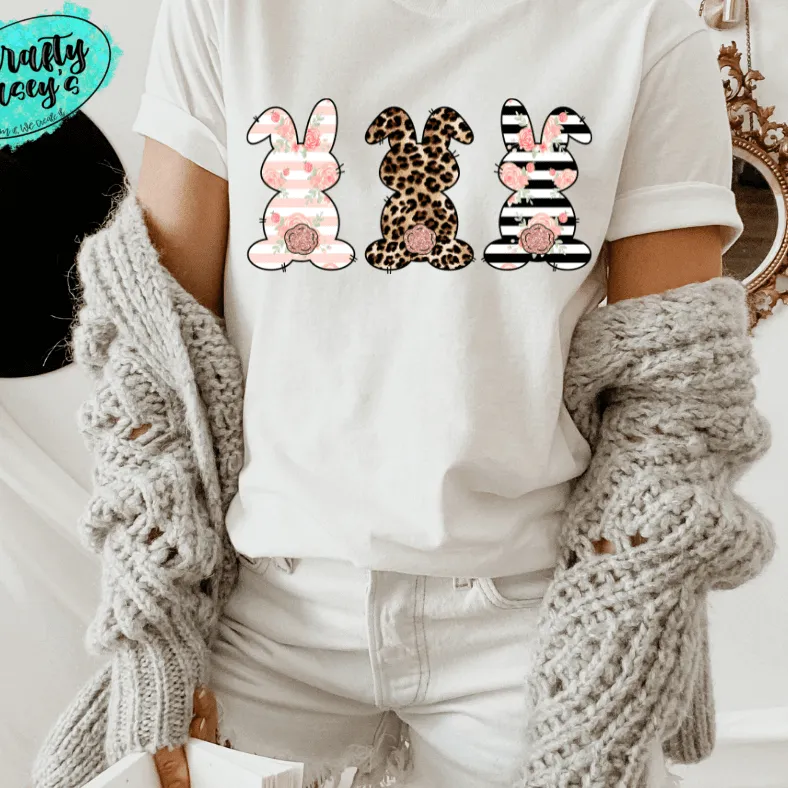 Pastel Bunny Trio-Easter -  T-shirt.