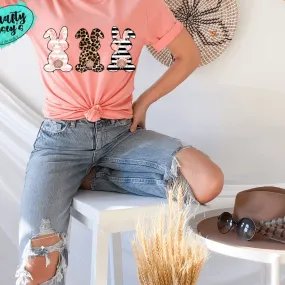 Pastel Bunny Trio-Easter -  T-shirt.
